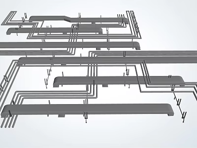 Modern Ceiling Design With Linear Structural Framework And Installation Elements 3d model