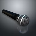 Black Handheld Microphone With Silver Ring And Mesh Head For Daily Use 3d model