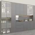Modern Full Wall Sideboard Cabinet With Warm LED Lights And Large Multifunctional Wine Storage