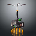 Traffic Signal Pole Structure With Green Lights Top Lamp And Warning Striped Base