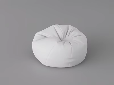 White Round Bean Bag Chair Comfortable Modern Seating For Living Room 3d model