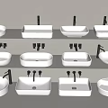 White Washbasins in Various Styles with Faucets for Bathroom Decor