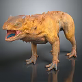Orange Spiked Fantasy Creature With Open Mouth Sharp Teeth And Aggressive Stance