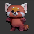 Cute Cartoon Red Panda Character With White Ears Orange Cheeks Colorful Tail Standing Plush Toy