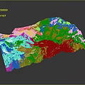 Natural Mountain Landscape With Snowy Peaks Valley River And Detailed Terrain