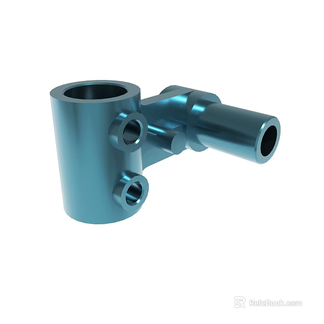 Blue Metal Mechanical Part With Cylindrical Structure Multiple Holes And Smooth Surface 3d model 