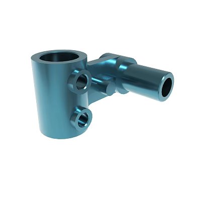 Blue Metal Mechanical Part With Cylindrical Structure Multiple Holes And Smooth Surface 3d model