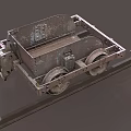 Old Rusty Railway Cart Placed On Metal Tracks With Stone Blocks