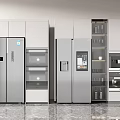 Modern Refrigerators and Freezers in Kitchen with Integrated Cabinet Storage Design