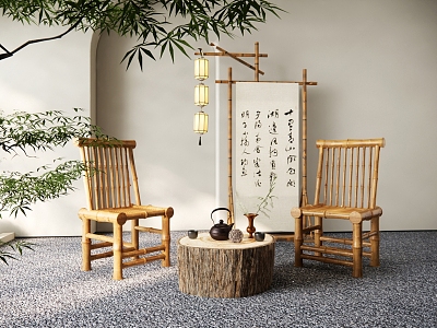 New Chinese Bamboo Outdoor Leisure Chair model