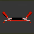 Red Mechanical Conveyor Roller Structure With Black Cylinder And Support Frames 3d model