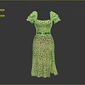 Stylish Leopard Print Dress With Puffed Sleeves Fitted Waist Belt And Side Slit Hem