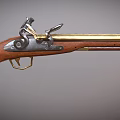 Vintage Flintlock Musket Featuring Wooden Stock Brass Accents And Metal Components