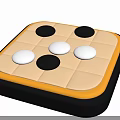 Doll Themed Board Game With Black White Pieces And Yellow Edge Design For Play