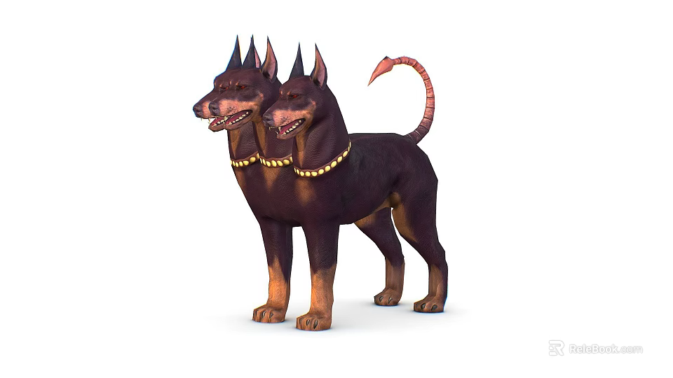Mythical Two Headed Dogs With Horns And Snake Like Tail Game Movie Character 3d model 