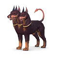 Mythical Two Headed Dogs With Horns And Snake Like Tail Game Movie Character