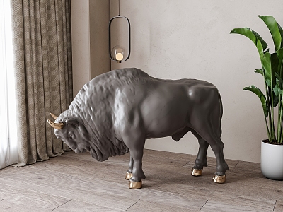 Bull Sculpture Installation Ornaments 3d model