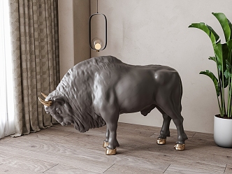 Bull Sculpture Installation Ornaments 3d model