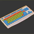 Colorful Computer Keyboard With Blue Yellow Orange Keys And White Frame