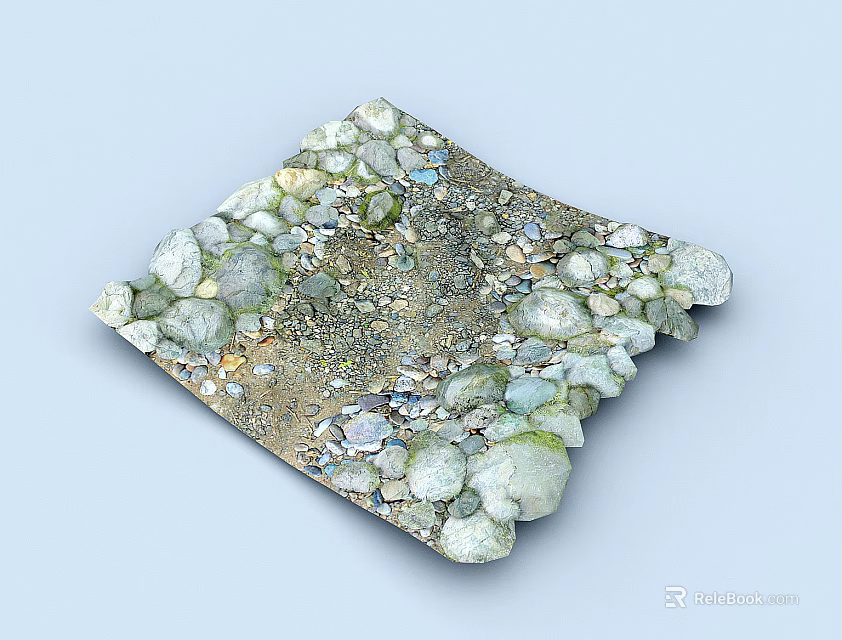 Natural Stone And Wood Decorative Surface With Pebble And Wood Grain Pattern 3d model 