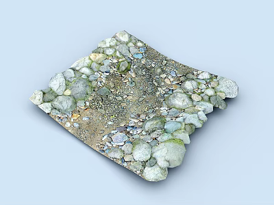 Natural Stone And Wood Decorative Surface With Pebble And Wood Grain Pattern 3d model