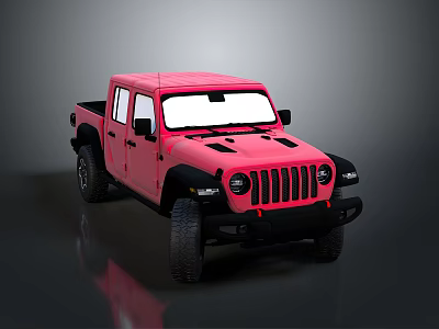 Pink Jeep Style Pickup Truck With Black Accents And Off Road Design 3d model