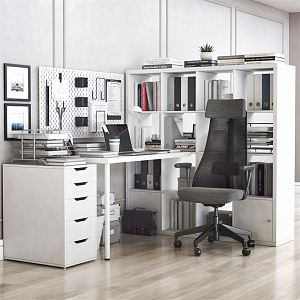 Modern Office Desk Chair Desk Chair Worktable Cabinet 3d model