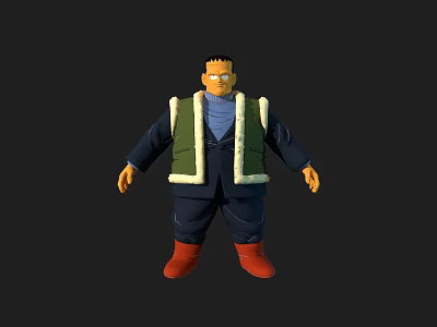 Cartoon Male Game Movie Character With Blue Outfit Green Lined Vest And Red Boots 3d model