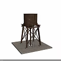 Rustic Water Tower Structure With Metal Legs Ladder And Concrete Base
