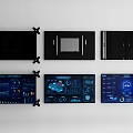 Computer Monitors With Black Frames Displaying Data Visualization Charts And Dashboards