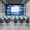Command Room of Modern Monitoring Room 3d model