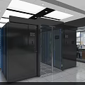 Modern Public Office Space With Multiple Workstations Blue Partitions And White Ceilings 3d model
