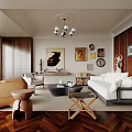 Middle Ancient Living Room Sofa Combination Coffee Table Carpet Leisure Sofa 3d model