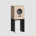 HiFi Premium Wooden Speaker With Circular Driver And Black Stand Design
