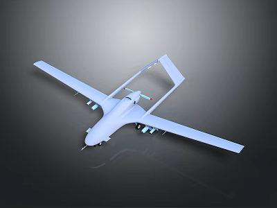 White Drone with Long Wings and Multiple Propellers Modern Sleek Design Isolated on Dark Background 3d model