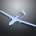 White Drone with Long Wings and Multiple Propellers Modern Sleek Design Isolated on Dark Background