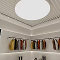 Modern Clothing Store Interior With Arched Doorways Clothes Racks Bar Counter And Display Shelves