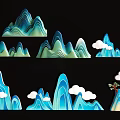 Blue Green Layered Mountain Cloud Shaped Hanging Decor for Home Decoration