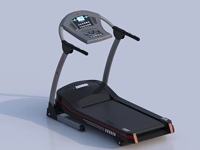 Fitness Treadmill With Digital Display Screen And Control Panel Black Body Red Accents 3d model