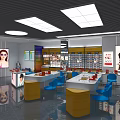 Elegant Retail Store Interior Design With Display Counters Products And Ceiling Lighting