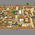 Detailed Ancient City Layout With Traditional Buildings Surrounding Walls And Trees
