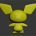 Cute Yellow Cartoon Character Creature With Big Blue And Black Ears And Round Eyes