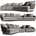 Modern Two Seater Sofa with Gray Upholstery and Comfortable Cushions 3d model