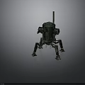 Rusted Green Mechanical Creature With Four Legs And Chimney Structure