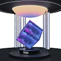 Purple Blue Gradient Cube With Illuminated Circular Top And White Columns HEMEN Base 3d model