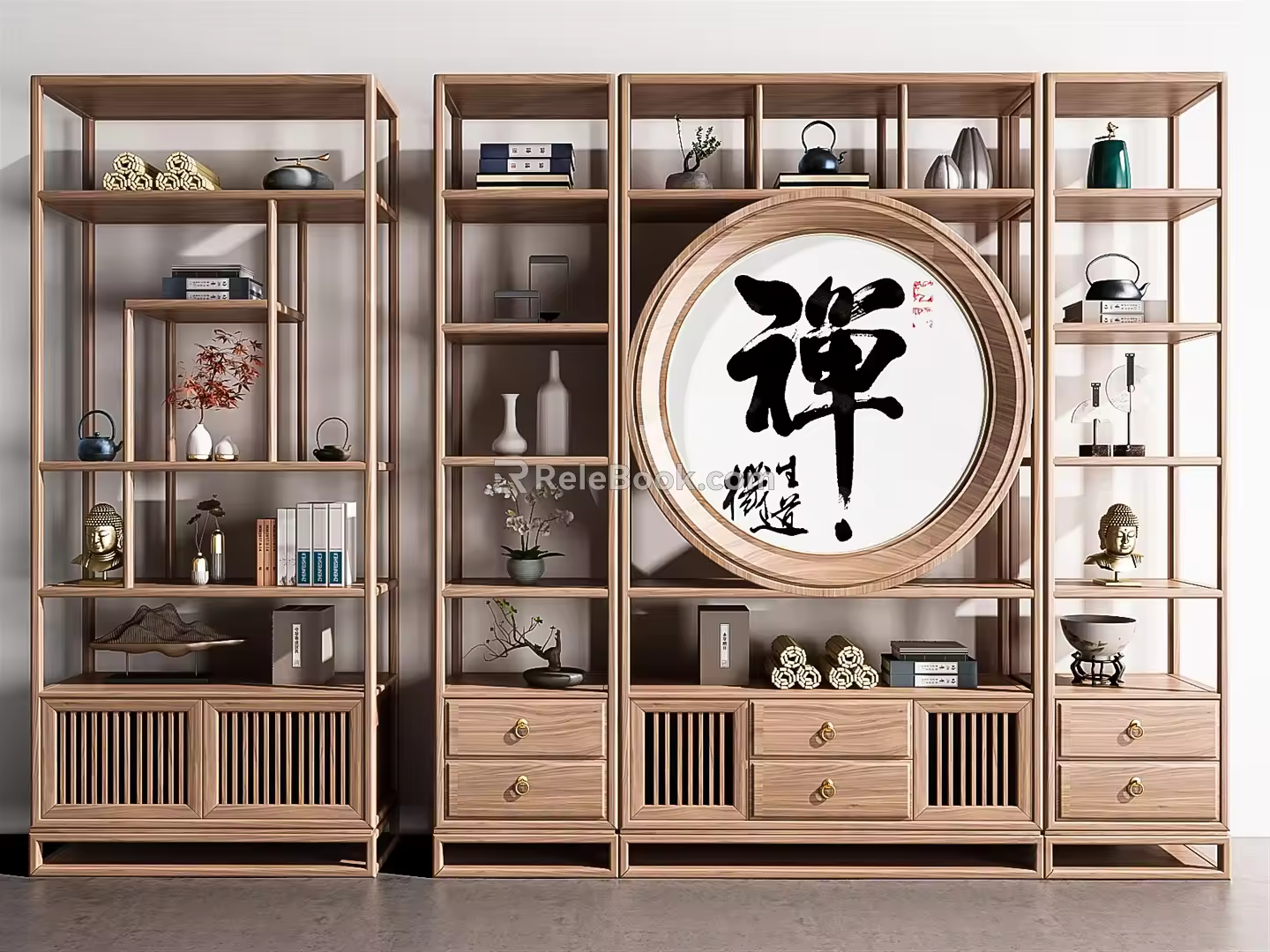 New Chinese Style Antique Rack Decorative Rack Decorative Cabinet Bookshelf Bookcase Entrance Cabinet Screen Partition Rack Storage Rack 3d model