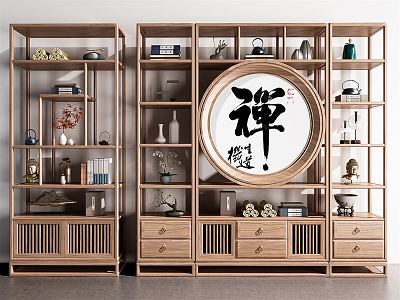 New Chinese Style Antique Rack Decorative Rack Decorative Cabinet Bookshelf Bookcase Entrance Cabinet Screen Partition Rack Storage Rack 3d model