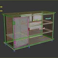 Entryway Console Cabinet With Wooden Top Metal Frame Mesh Door And Drawers