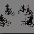 Group of People Riding Bicycles in Casual Attire for Outdoor Activity