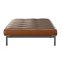 Brown Leather Sofa Bench With Diamond Tufted Surface And Metal Legs Design 3d model